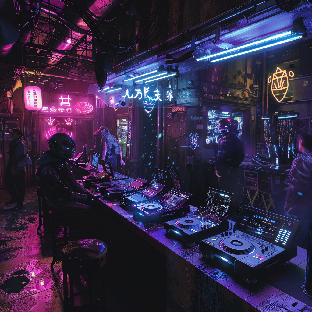 A virtual DJ from Tokyo streaming mixes to his global audience via AI virtual tours.