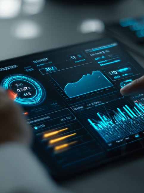 AI-powered expense tracking app showing real-time spending analytics and smart budget management dashboard